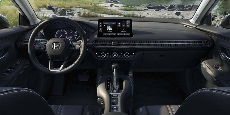 2027 Honda HR-V EX-L interior view looking through dashboard and windshield (Subcompact Crossover SUV).